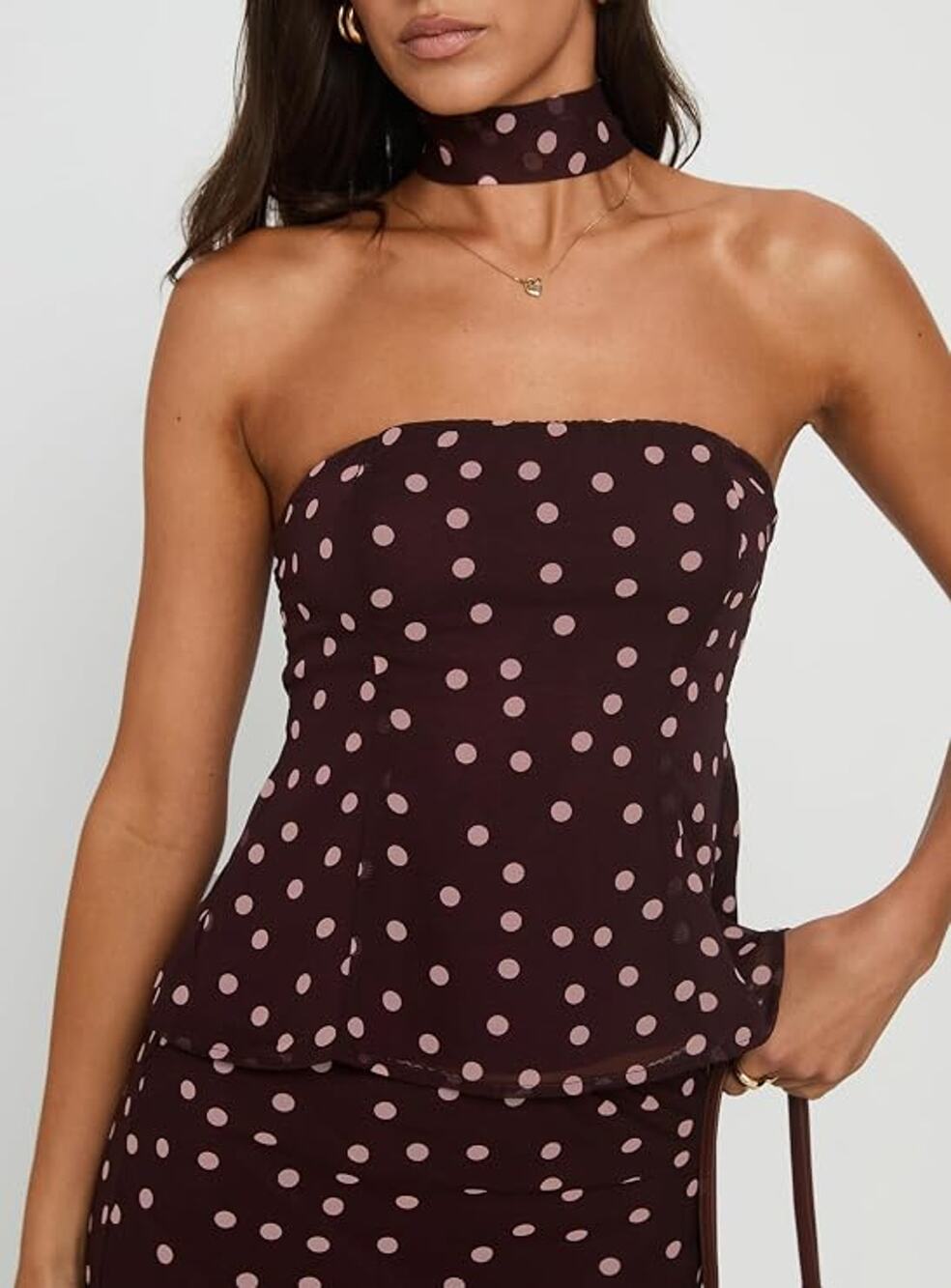 Princess Polly Polka Dot Strapless Top & Scarf